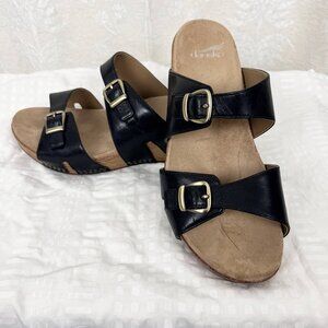 Dansko Leeann Slide Sandal black leather comfort open-toe shoe cushioned EU 41